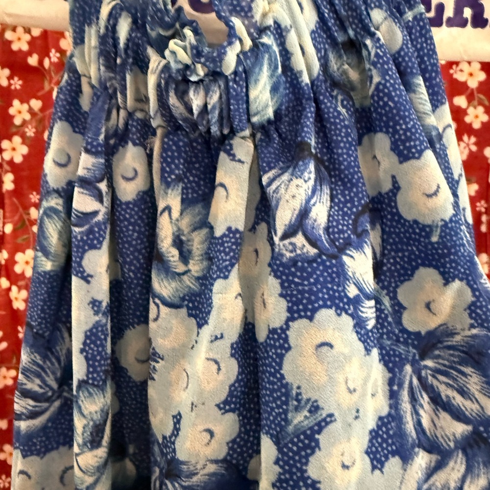 Sold! Chelsea Blue Surf Aster Floral Print Tiered Halter Neck Midi dress - Picture 8 of 8